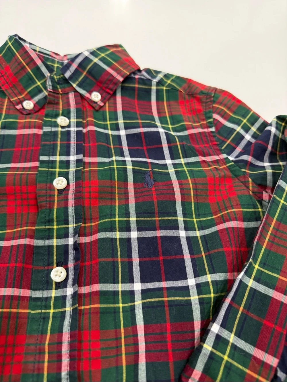 Ralph Lauren Boys Christmas 4T Plaid Button-Down Long Sleeve Shirt